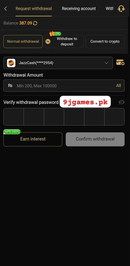9j withdrawal methods